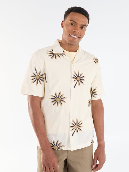Camisa de manga curta com padrão bordado - Kiabi