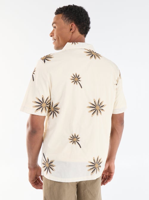 Camisa de manga curta com padrão bordado - Kiabi
