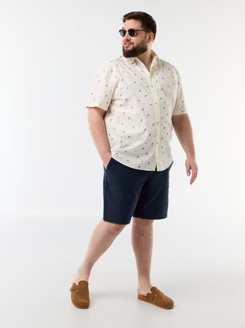 Camisa de manga curta com padrão Branco - Kiabi
