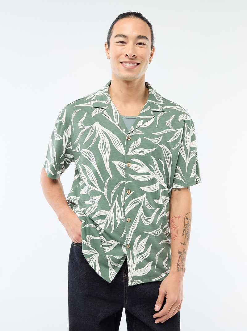 Camisa de manga curta com padrão Verde - Kiabi