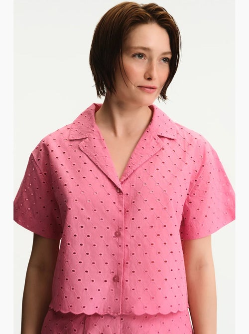 Camisa de manga curta com renda penti - Kiabi Camisa de manga curta com renda penti - Kiabi