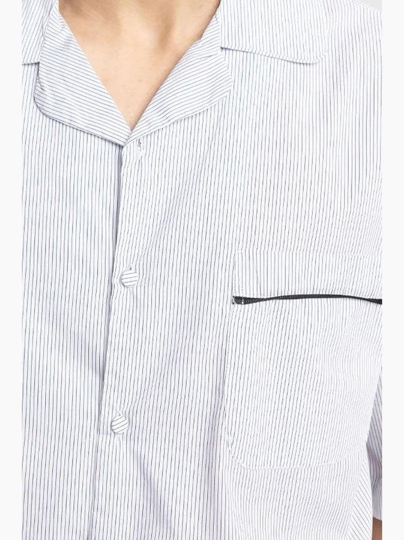 Camisa de manga curta com riscas finas giesto Branco - Kiabi