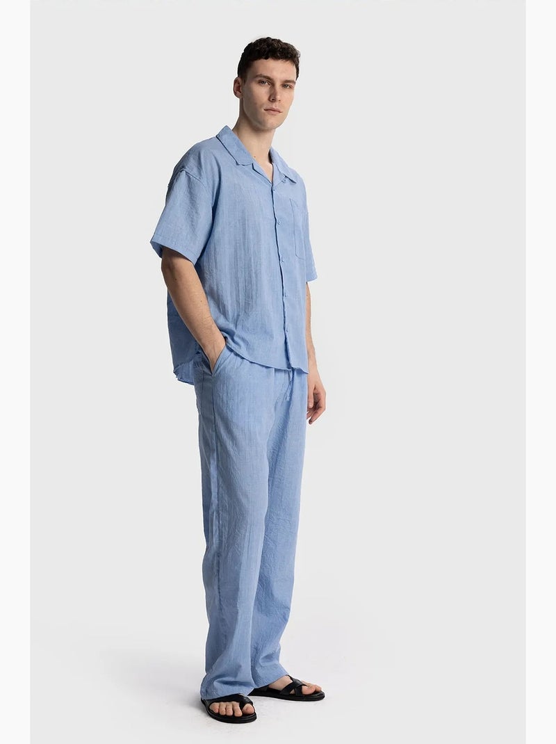 Camisa de manga curta de corte descontraído para homem giesto Azul-aqua - Kiabi