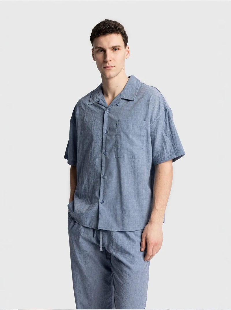 Camisa de manga curta de corte descontraído para homem giesto Azul claro - Kiabi