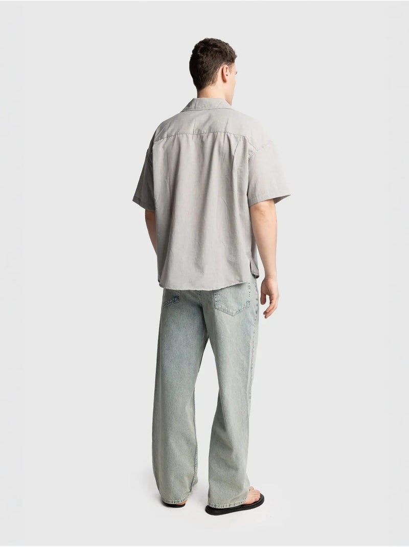 Camisa de manga curta de corte descontraído para homem giesto Cinza claro - Kiabi