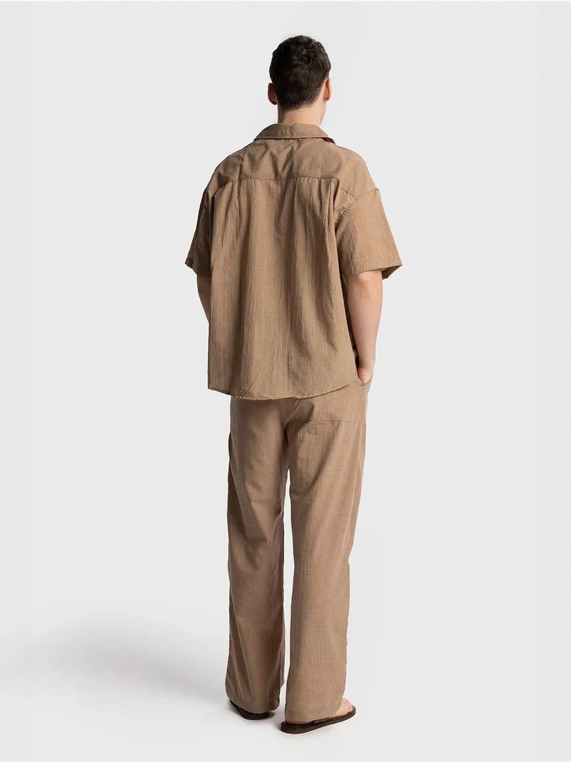 Camisa de manga curta de corte descontraído para homem giesto Greige - Kiabi