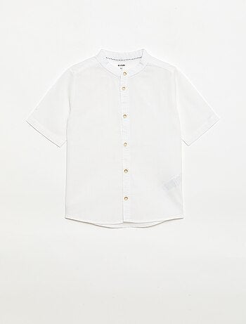 Camisa de manga curta de linho misto