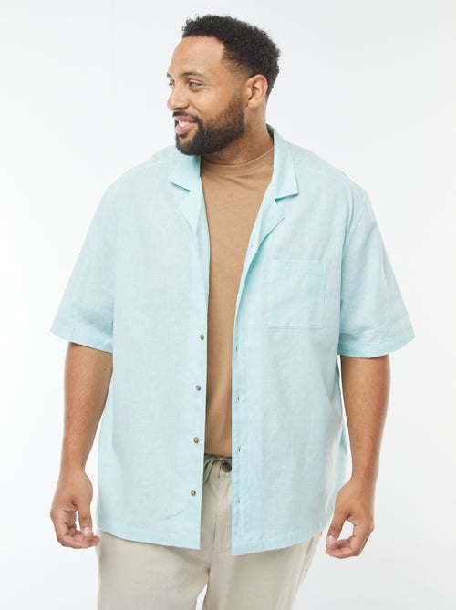 Camisa de manga curta de linho misturado - Kiabi