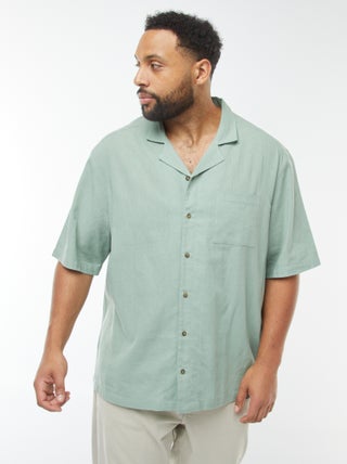 Camisa de manga curta de linho misturado
