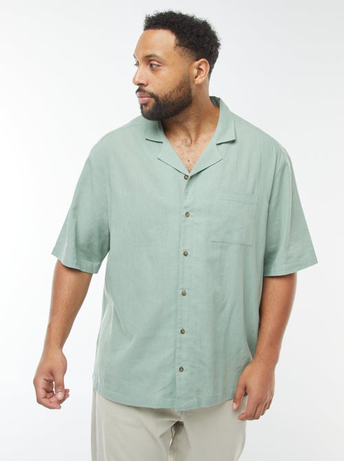 Camisa de manga curta de linho misturado - Kiabi