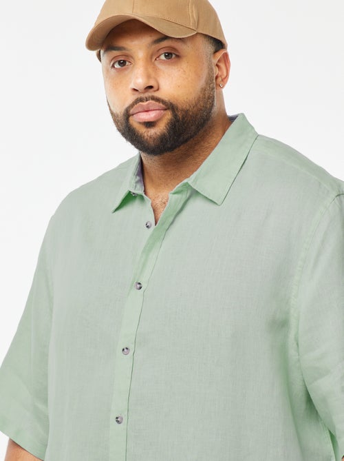 Camisa de manga curta de linho - Kiabi