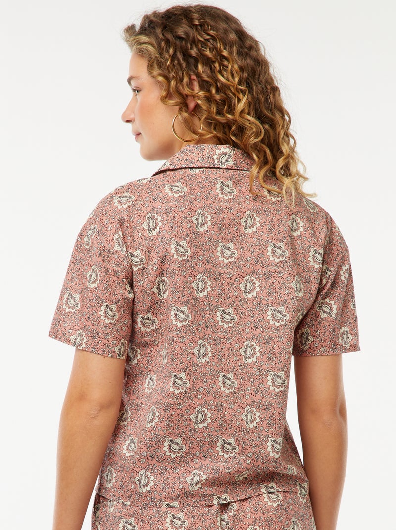 Camisa de manga curta e motivo floral Rosa - Kiabi