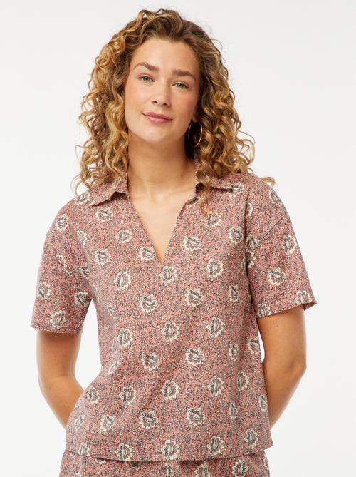 Camisa de manga curta e motivo floral - Kiabi