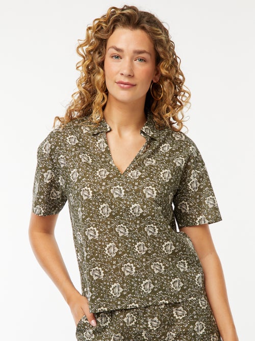 Camisa de manga curta e motivo floral - Kiabi