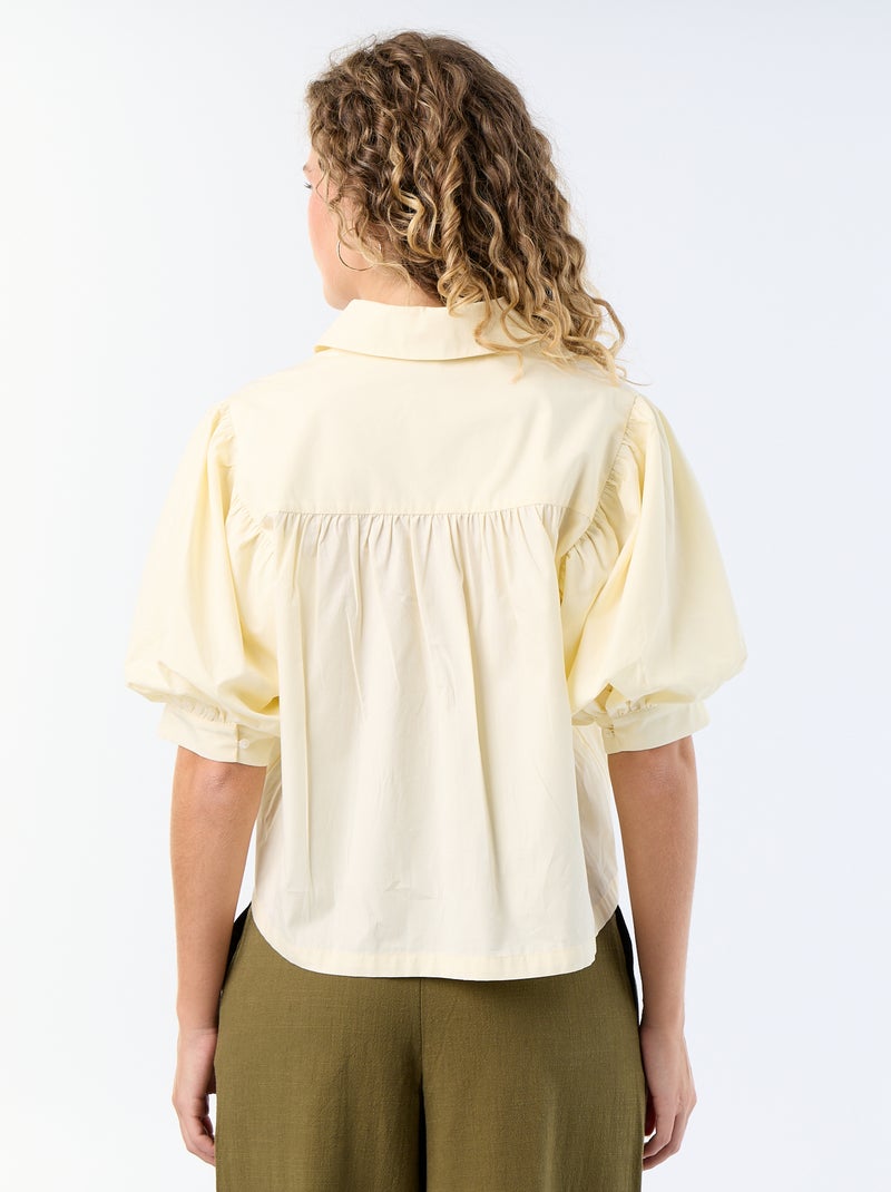 Camisa de manga curta em balão Amarelo - Kiabi