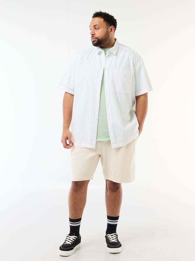 Camisa de manga curta em crepe Branco - Kiabi