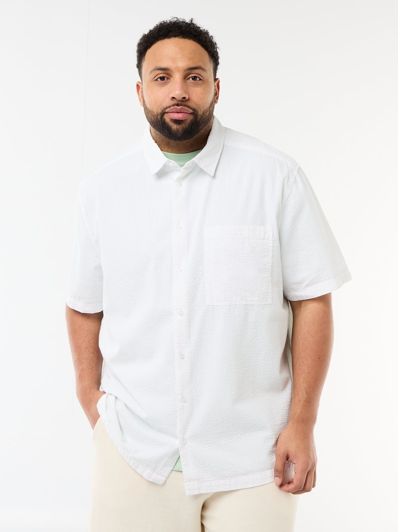 Camisa de manga curta em crepe Branco - Kiabi