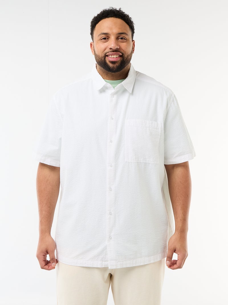 Camisa de manga curta em crepe Branco - Kiabi