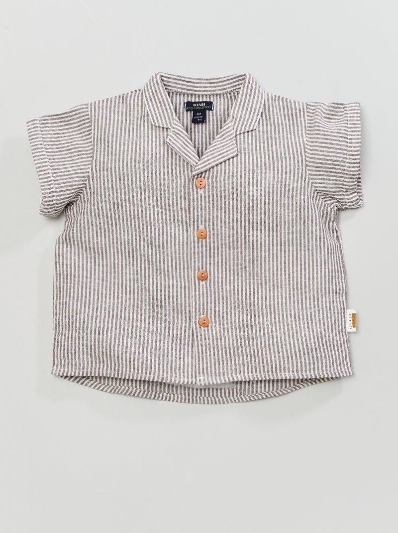 Camisa de manga curta em dois materiais BRANCO - Kiabi