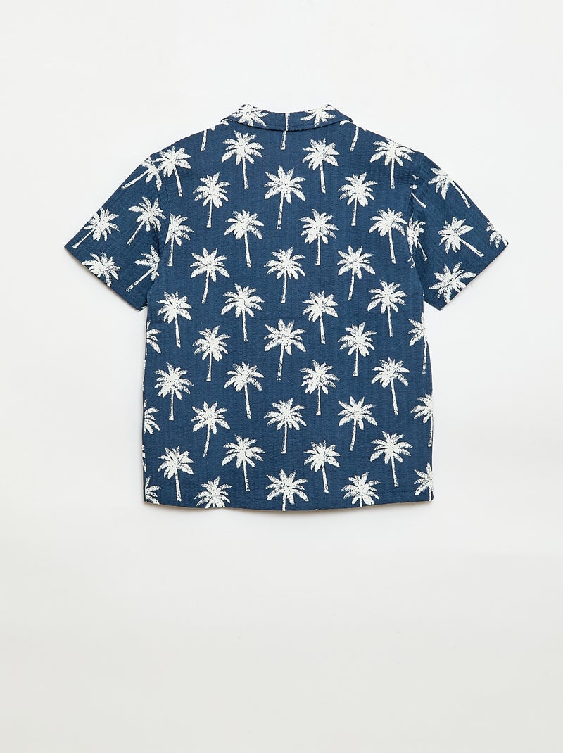 Camisa de manga curta em favo de mel Azul - Kiabi