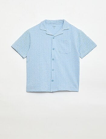 Camisa de manga curta em favo de mel