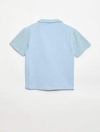 Camisa de manga curta em favo de mel