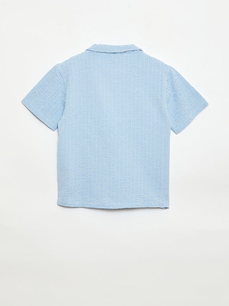 Camisa de manga curta em favo de mel Azul - Kiabi