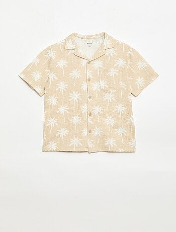 Camisa de manga curta em favo de mel