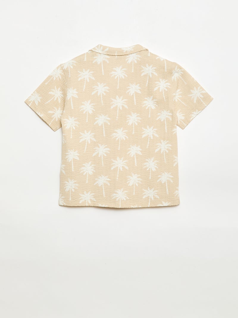 Camisa de manga curta em favo de mel Bege - Kiabi