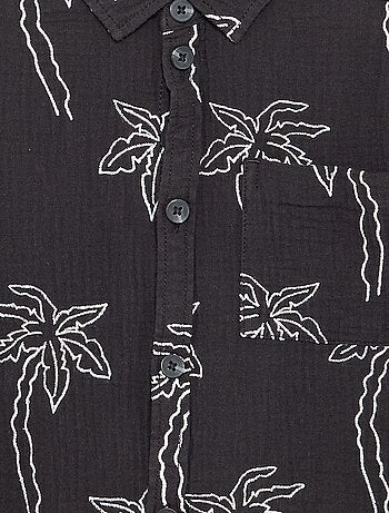 Camisa de manga curta em gaze de algodão