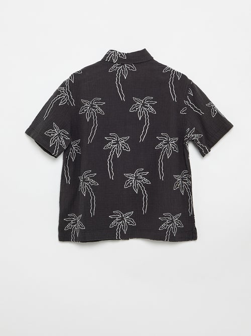 Camisa de manga curta em gaze de algodão - Kiabi