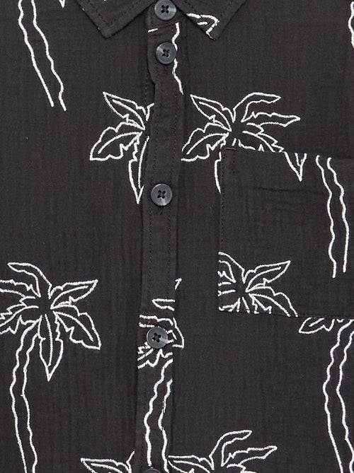 Camisa de manga curta em gaze de algodão - Kiabi