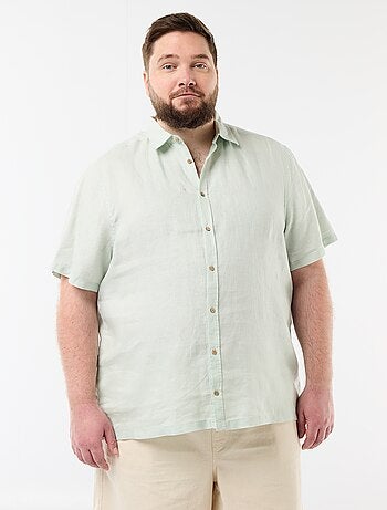 Camisa de manga curta em linho