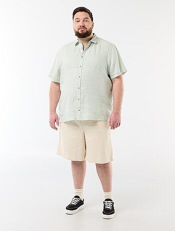 Camisa de manga curta em linho