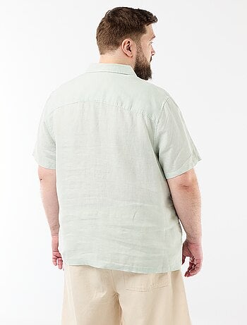 Camisa de manga curta em linho
