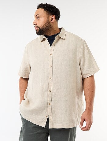 Camisa de manga curta em linho