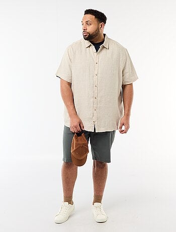Camisa de manga curta em linho