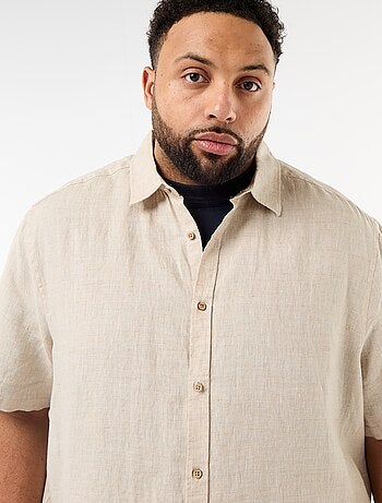 Camisa de manga curta em linho