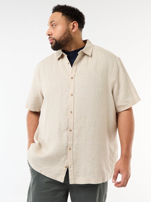 Camisa de manga curta em linho - Kiabi