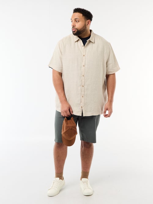 Camisa de manga curta em linho - Kiabi