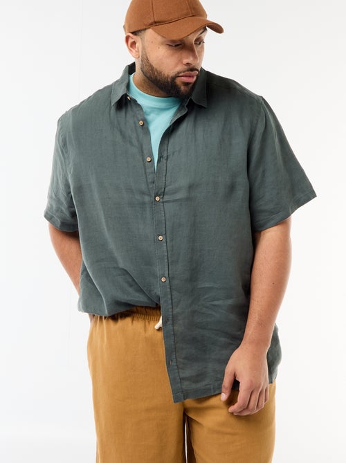 Camisa de manga curta em linho - Kiabi