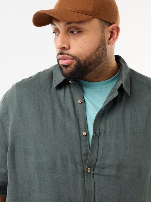 Camisa de manga curta em linho - Kiabi