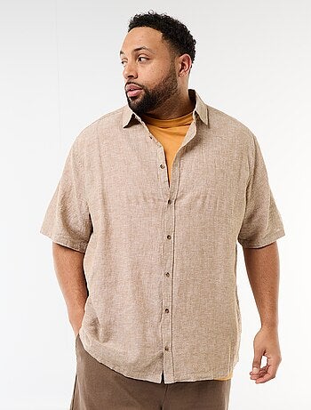 Camisa de manga curta em linho misturado