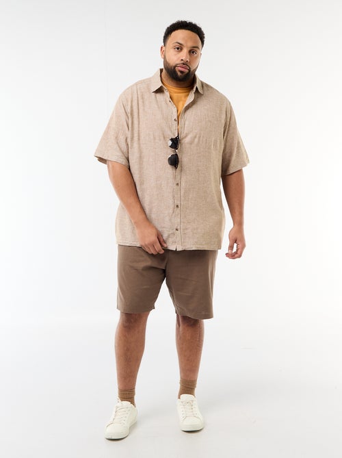 Camisa de manga curta em linho misturado - Kiabi