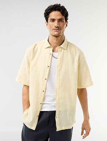 Camisa de manga curta em linho misturado