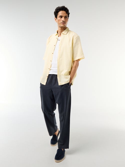 Camisa de manga curta em linho misturado - Kiabi