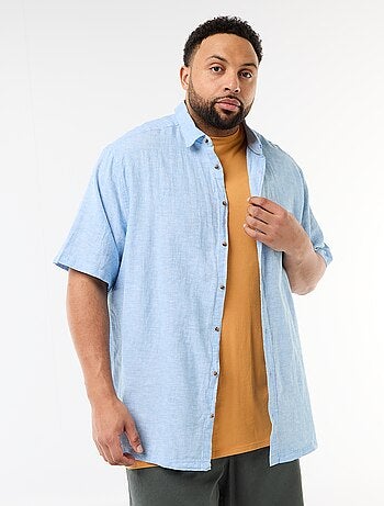 Camisa de manga curta em linho misturado