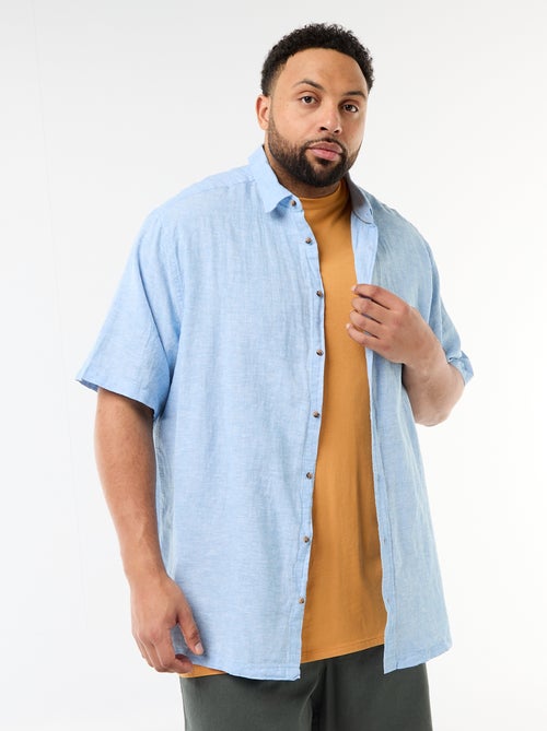 Camisa de manga curta em linho misturado - Kiabi