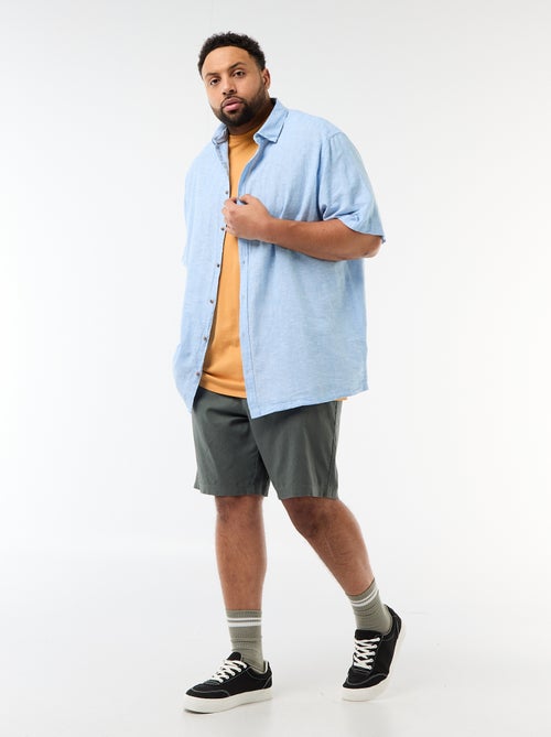 Camisa de manga curta em linho misturado - Kiabi