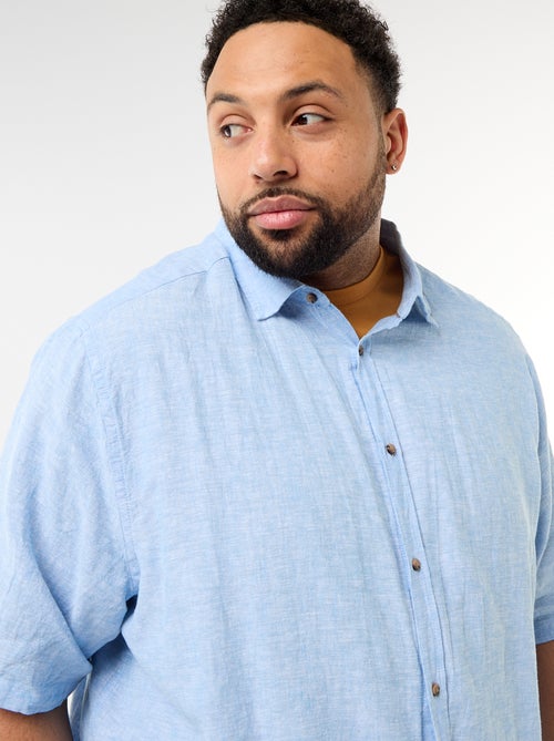 Camisa de manga curta em linho misturado - Kiabi